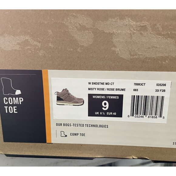 Bogs Boots Womens Size 9 Misty Rose Work Composite Toe Safety Sandstone Shoes - Picture 8 of 8